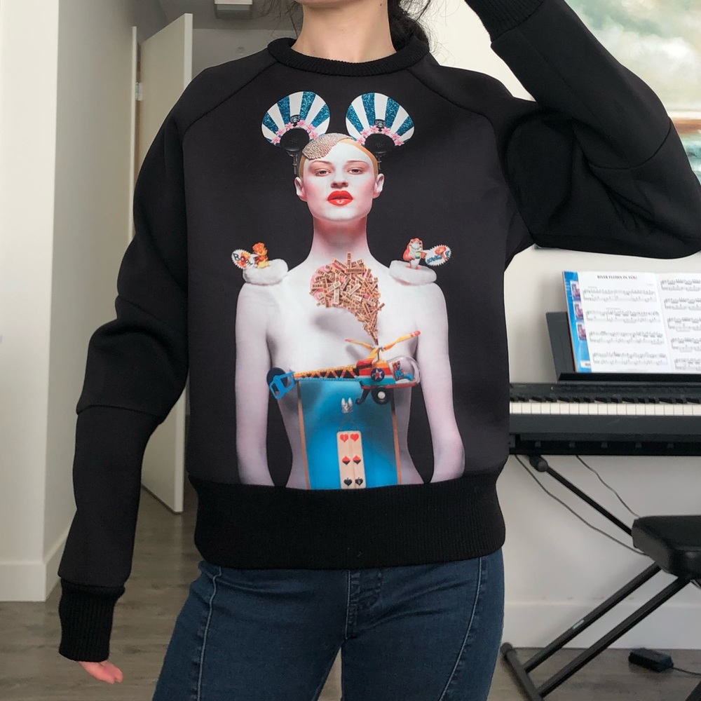 Juun J black graphic neoprene sweatshirt